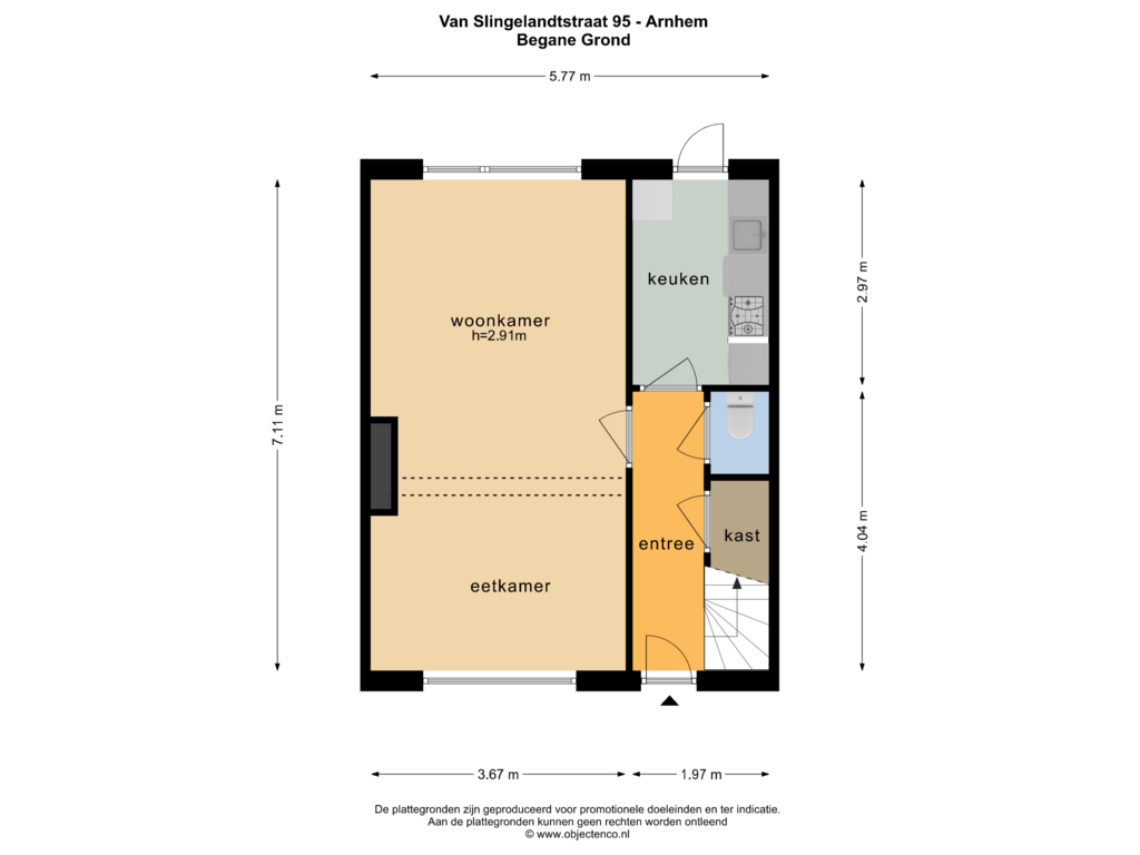 View floorplan of BEGANE GROND of Van Slingelandtstraat 95