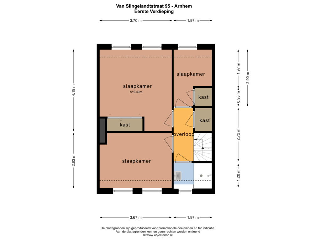 View floorplan of EERSTE VERDIEPING of Van Slingelandtstraat 95