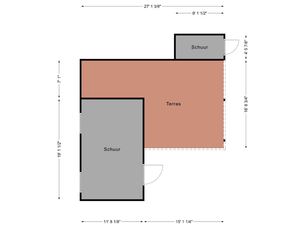 Bekijk plattegrond van Schuur / Overdekt terras van Hoofdstraat 39