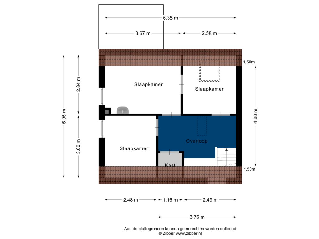 Bekijk plattegrond van Eerste Verdieping van Domeinenstraat 23