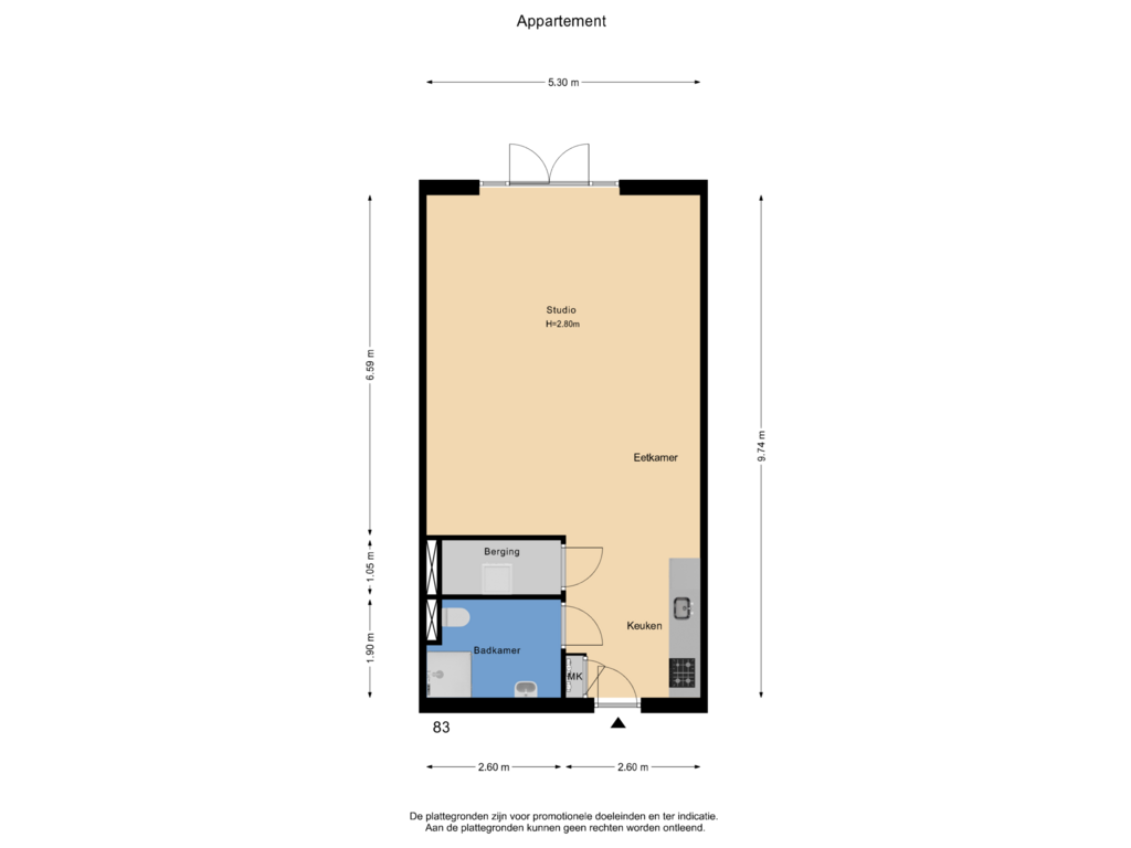 Bekijk plattegrond van Appartement van Pastoor Zegersstraat 83