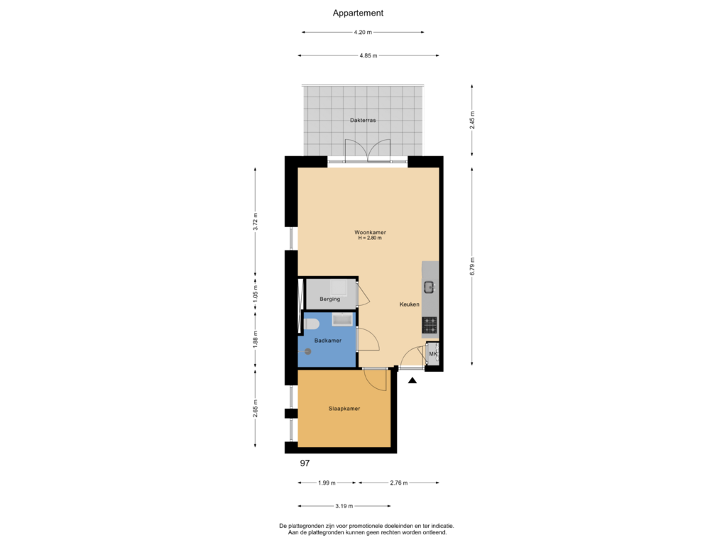 Bekijk plattegrond van Appartement van Pastoor Zegersstraat 97