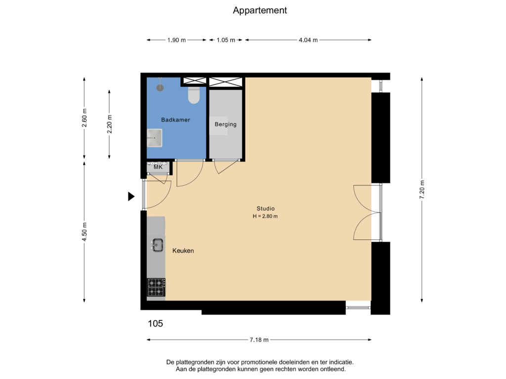 Bekijk plattegrond van Appartement van Pastoor Zegersstraat 105