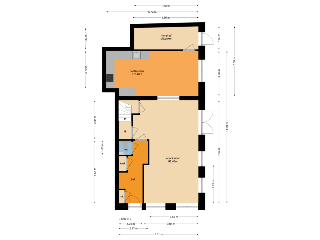 Bekijk plattegrond van Begane grond van Willemstraat 27