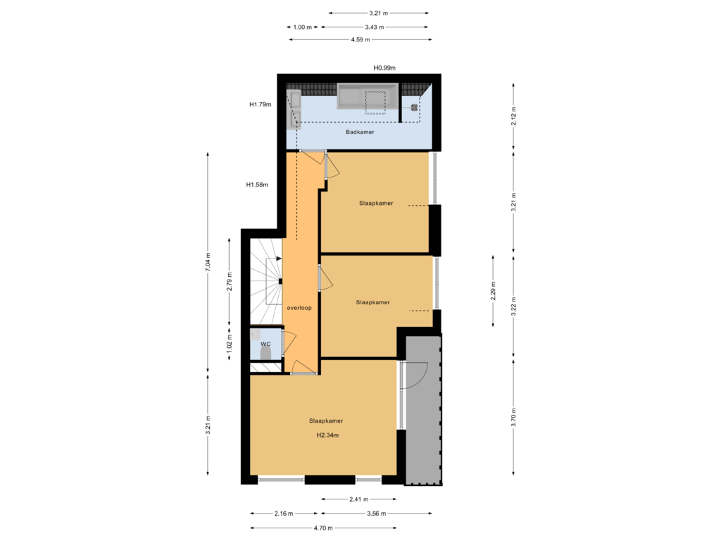 Bekijk plattegrond van Eerste verdieping van Willemstraat 27