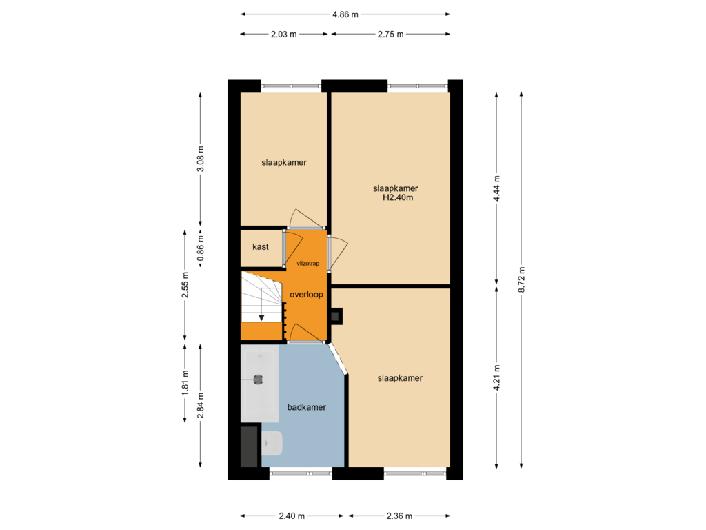 View floorplan of Woonlaag 2 of Agnietenstraat 73