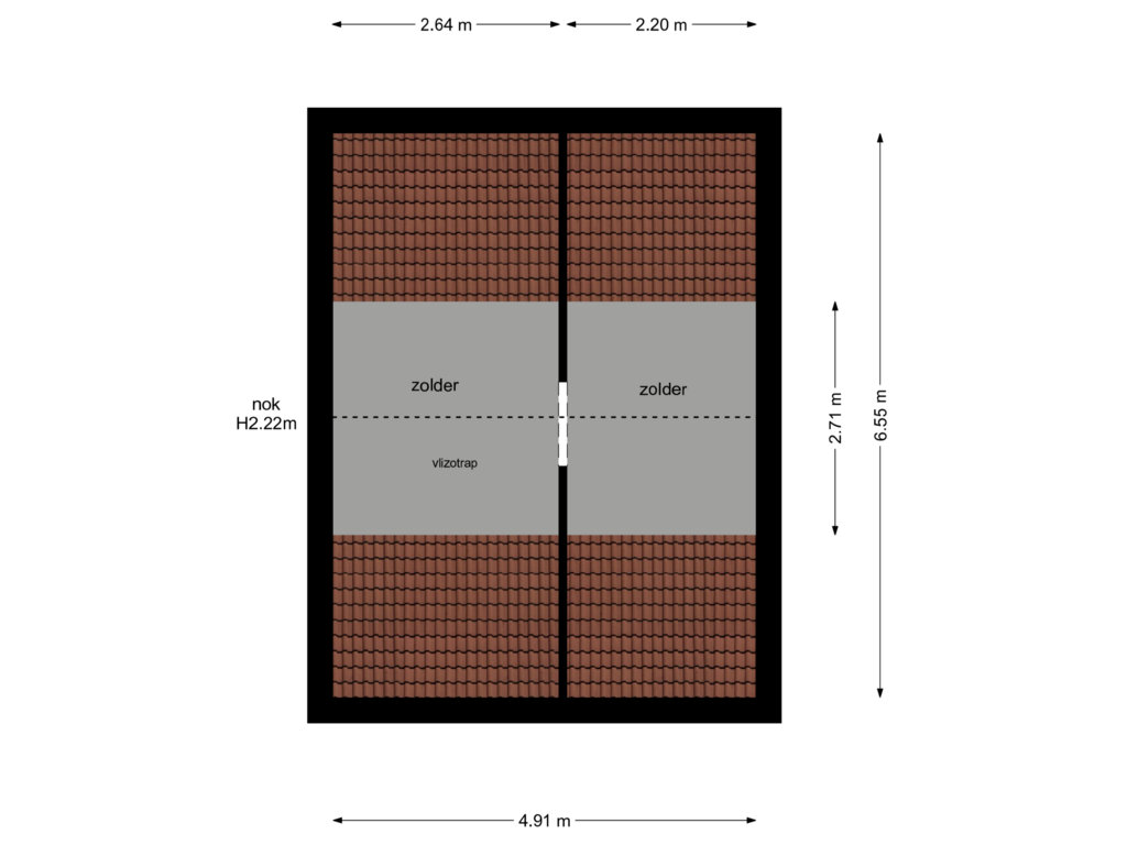 View floorplan of Zolder of Agnietenstraat 73