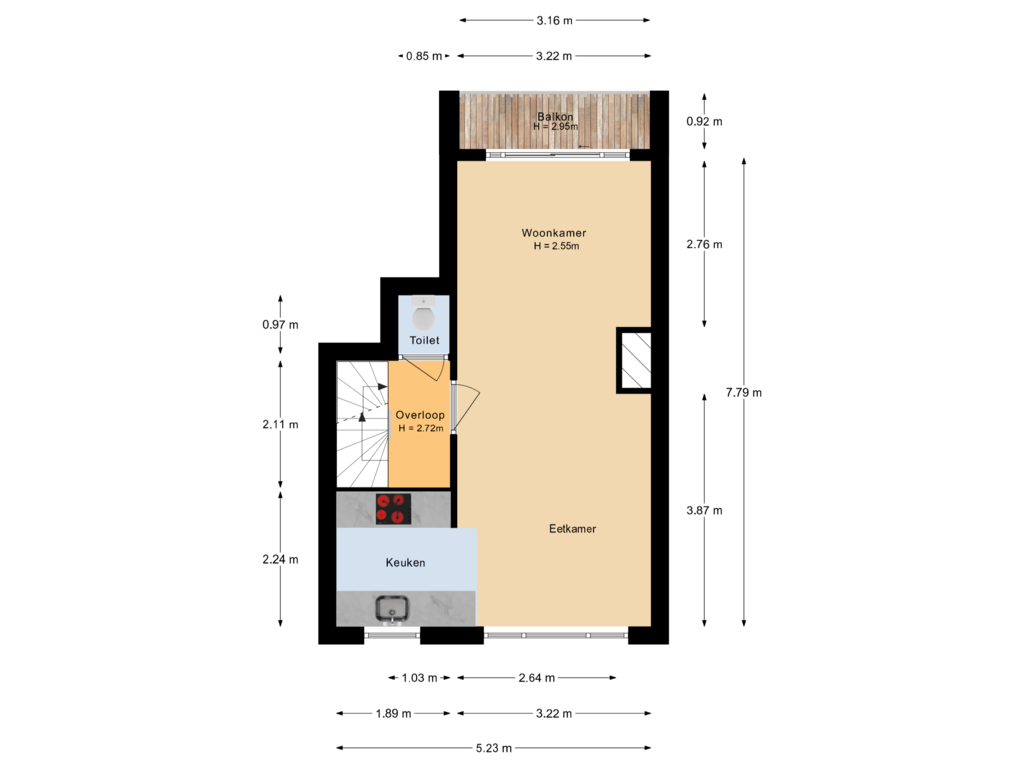 Bekijk plattegrond van 1e verdieping van Ampèrestraat 30-BS