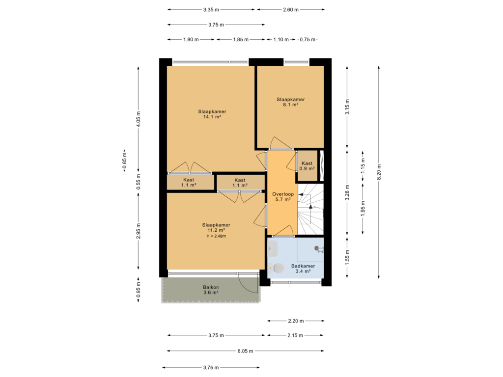 Bekijk plattegrond van 1e verdieping van Tjalling H. Haismastraat 48