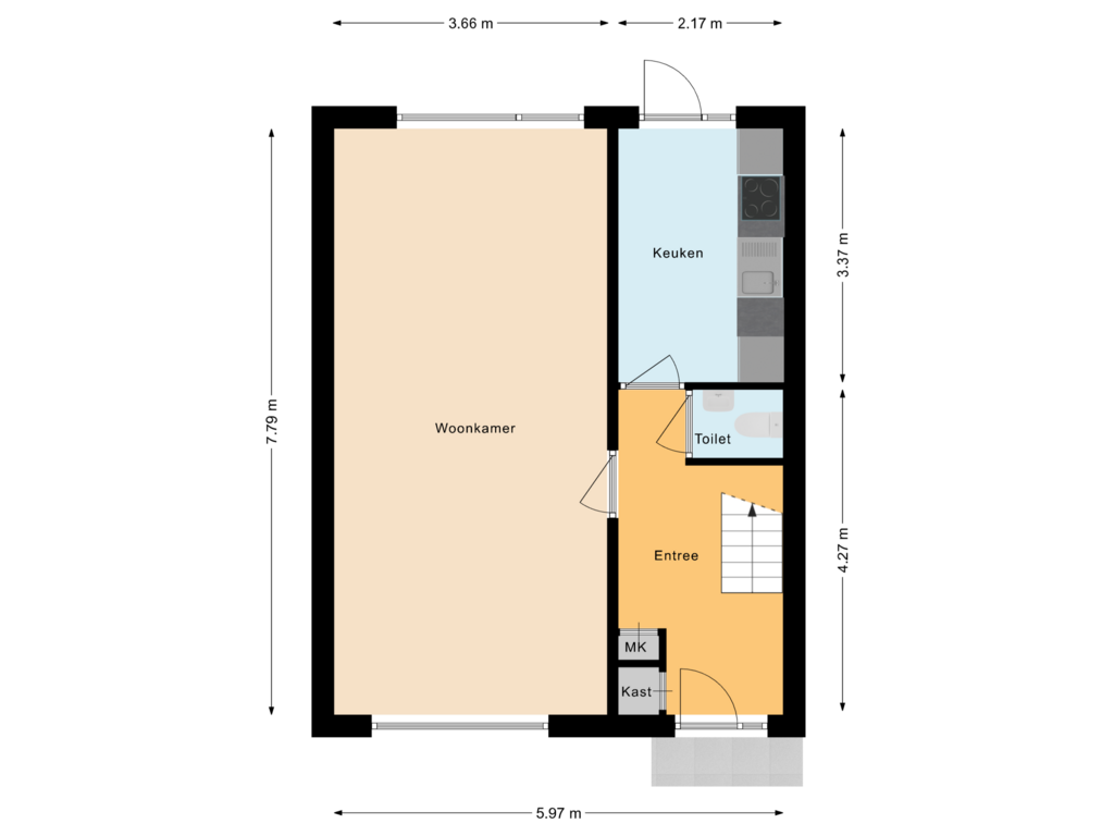 Bekijk plattegrond van Begane grond van Monseigneur Nolensstraat 27