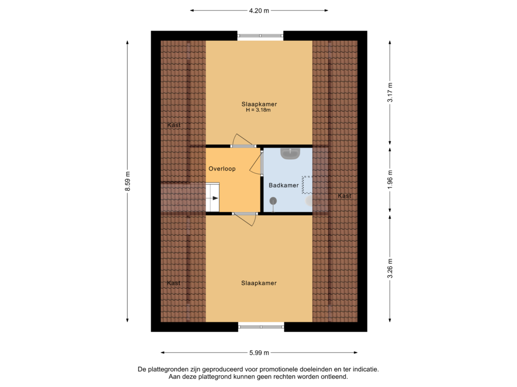 View floorplan of Eerste verdieping of De Bakspieker 32