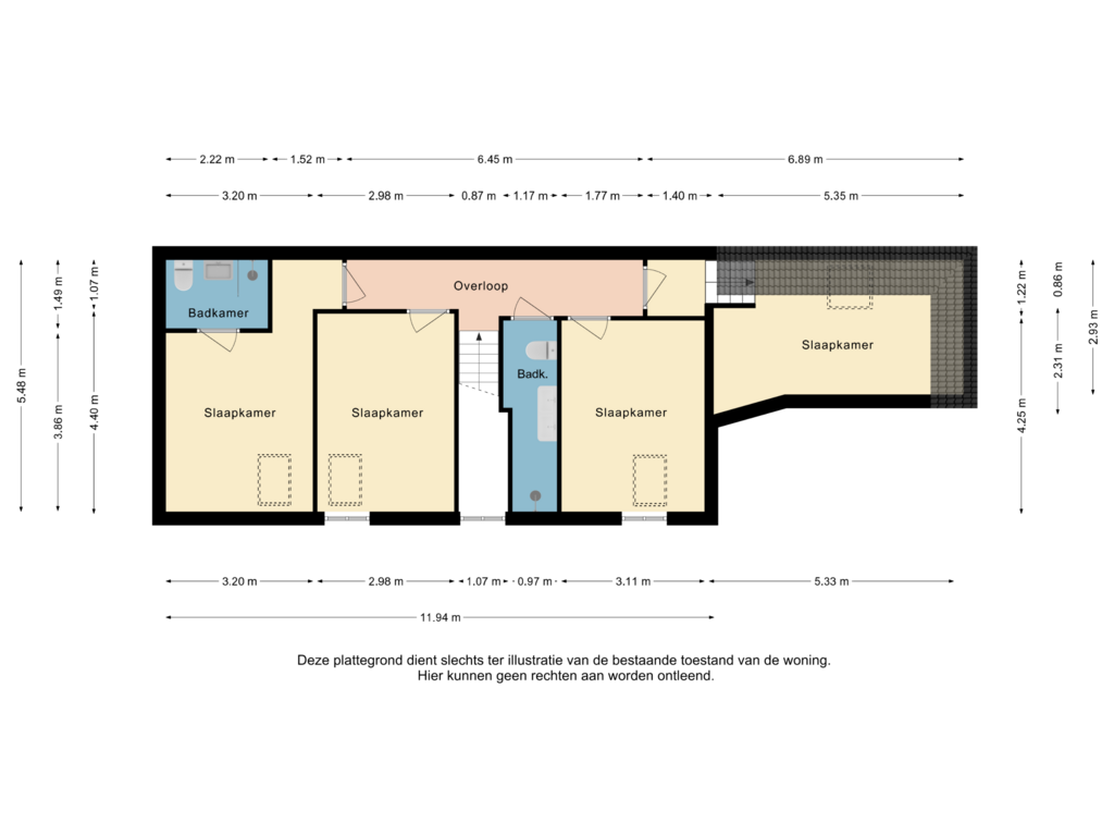 View floorplan of Verdieping of Hunsstraat 6