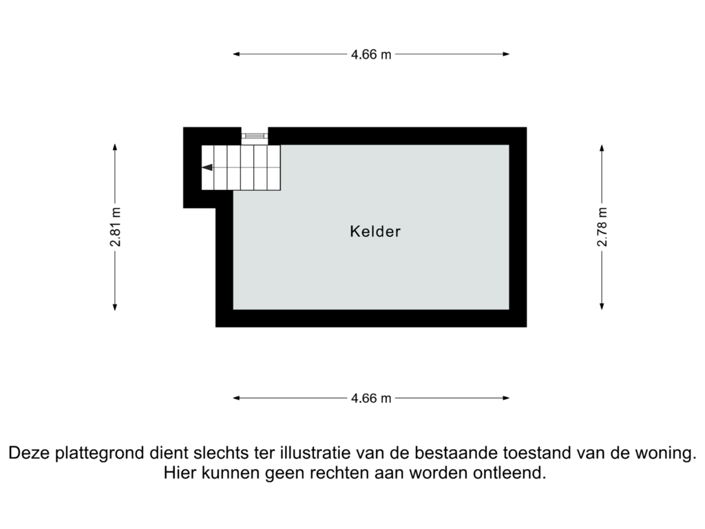 View floorplan of Kelder of Hunsstraat 6