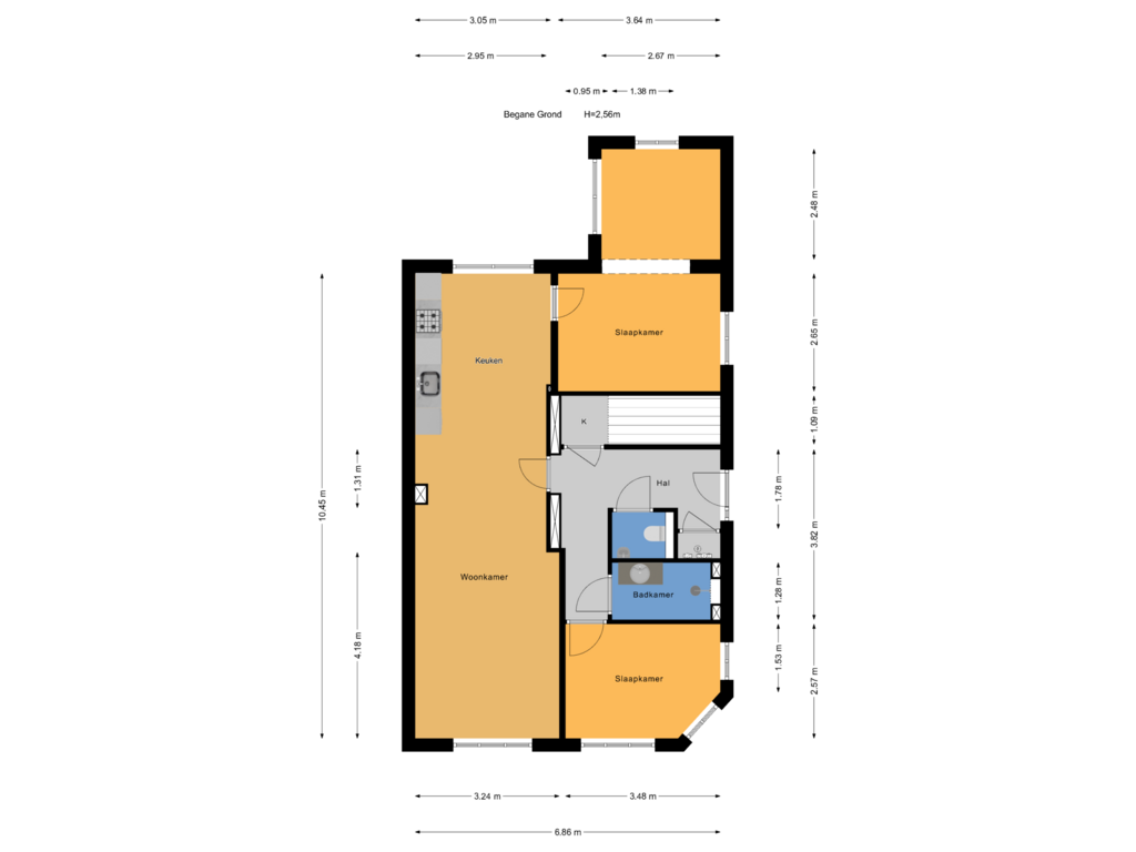 View floorplan of Begane Grond of Burgemeester Hovylaan 83