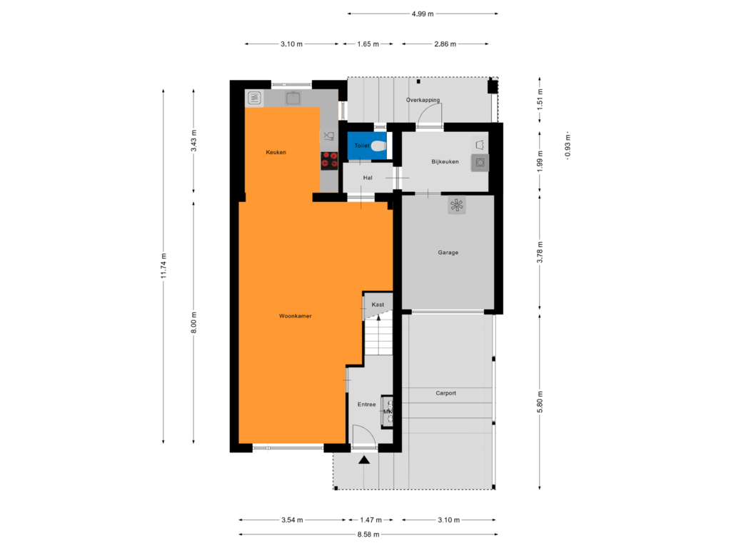 Bekijk plattegrond van Begane grond van De Mulder 99