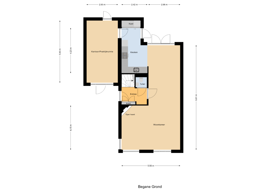 Bekijk plattegrond van Begane Grond van Laurensvliet 1-D