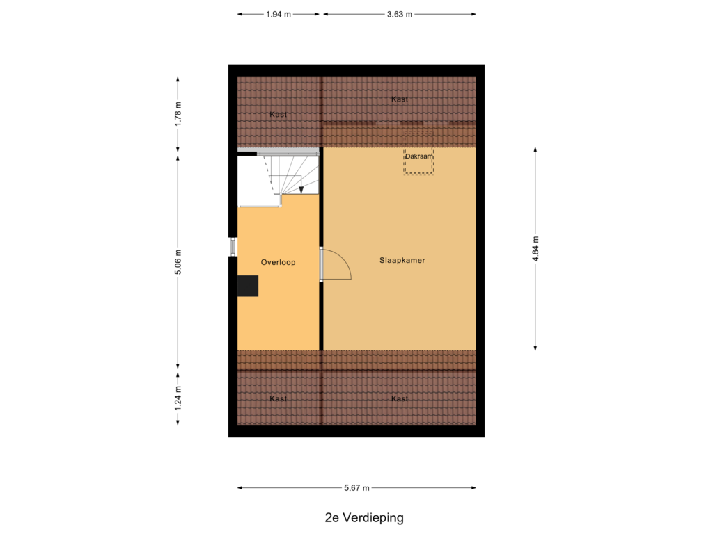 Bekijk plattegrond van 2e Verdieping van Laurensvliet 1-D