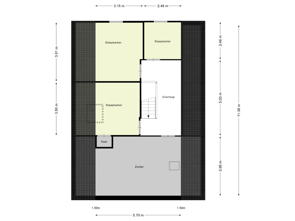 Bekijk plattegrond van Eerste Verdieping van Heuvelwijk 1