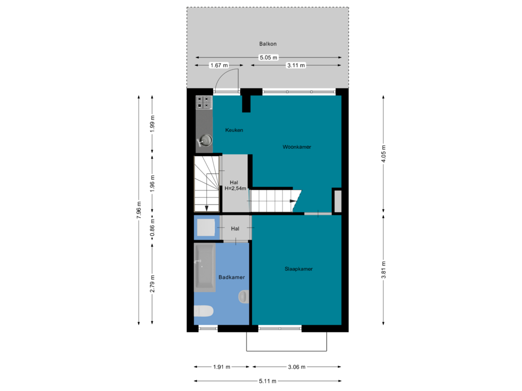 View floorplan of Eerste verdieping of Noorderweg 88