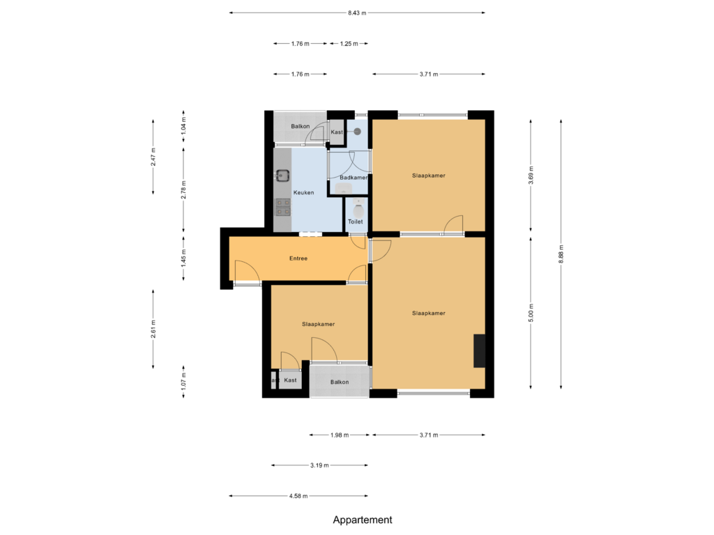 Bekijk plattegrond van Appartement van Statensingel 95