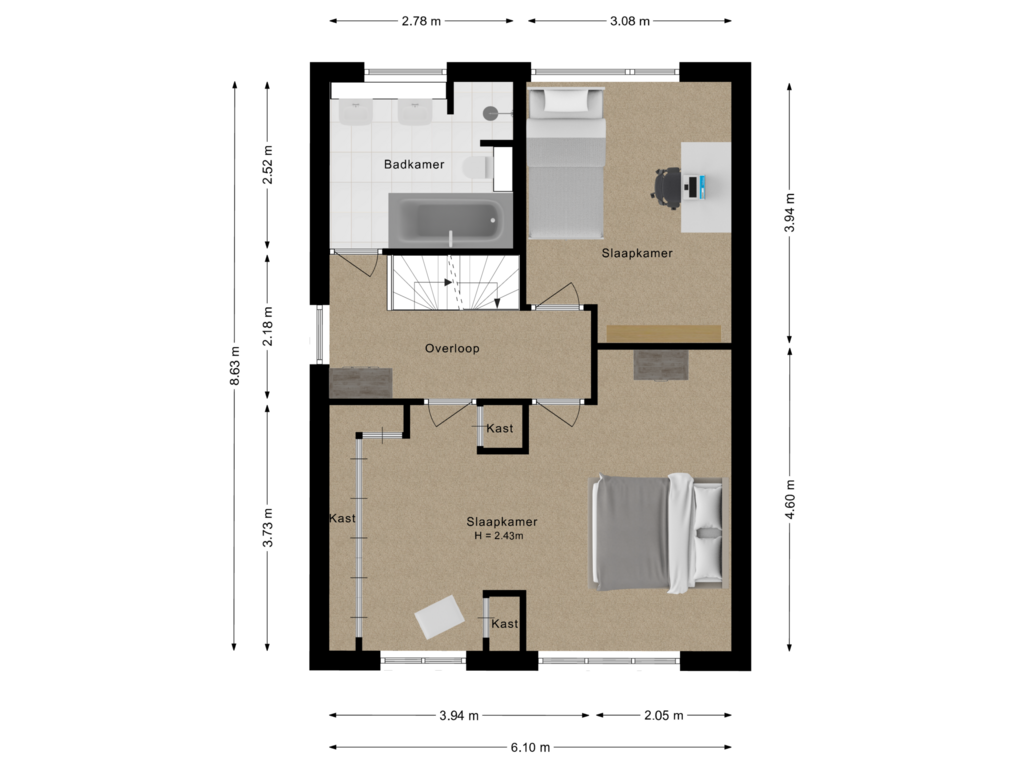 Bekijk plattegrond van Eerste verdieping van Kalanderstraat 28