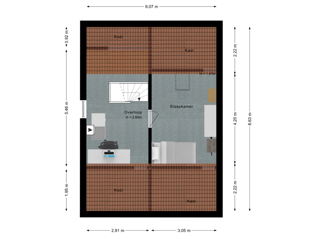 Bekijk plattegrond van Tweede verdieping van Kalanderstraat 28