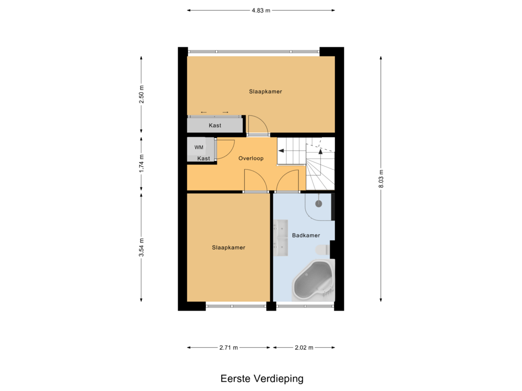 Bekijk plattegrond van Eerste Verdieping van Jacob van der Laanstraat 7