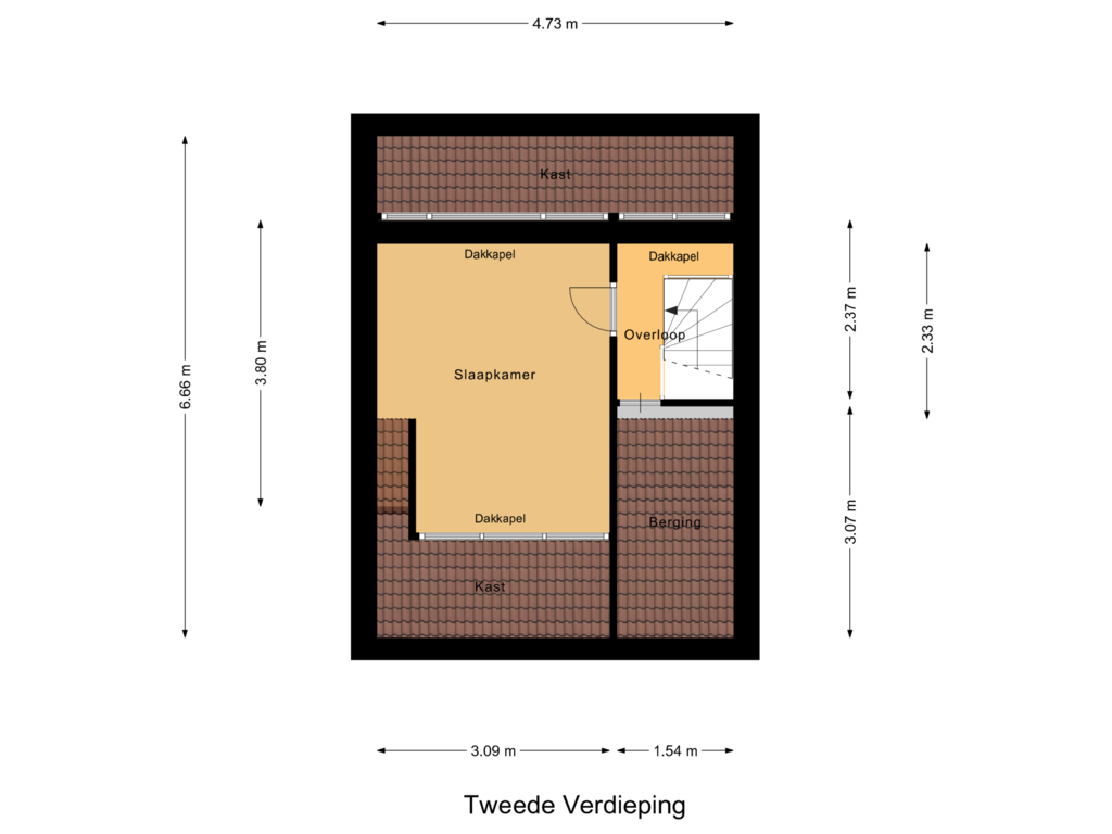 Bekijk plattegrond van Tweede Verdieping van Jacob van der Laanstraat 7