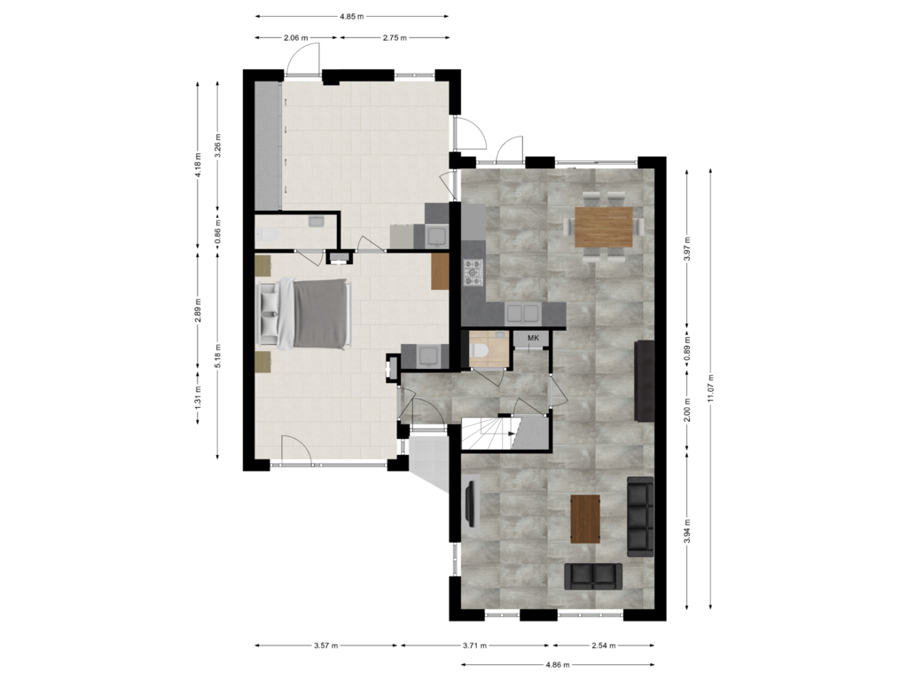 View floorplan of Begane Grond of Donge 23