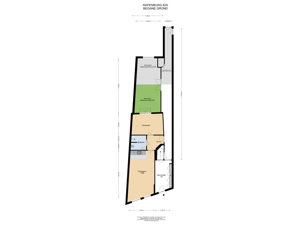 Bekijk plattegrond van Begane grond van Rapenburg 82-A