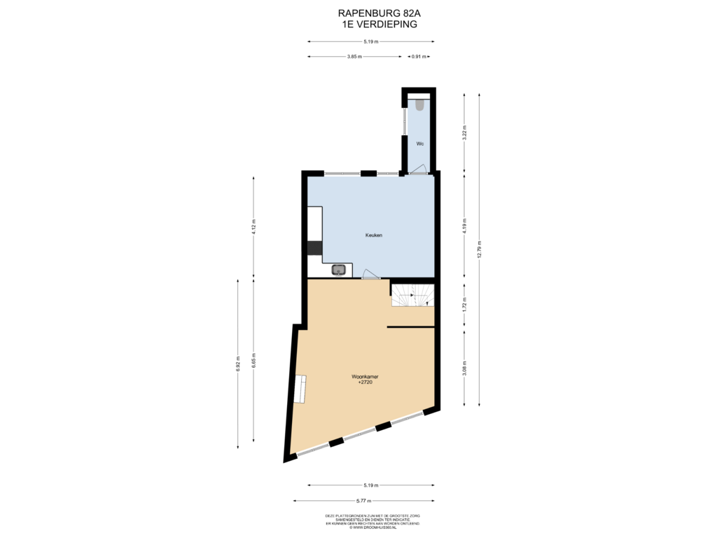 Bekijk plattegrond van 1E Verdieping van Rapenburg 82-A