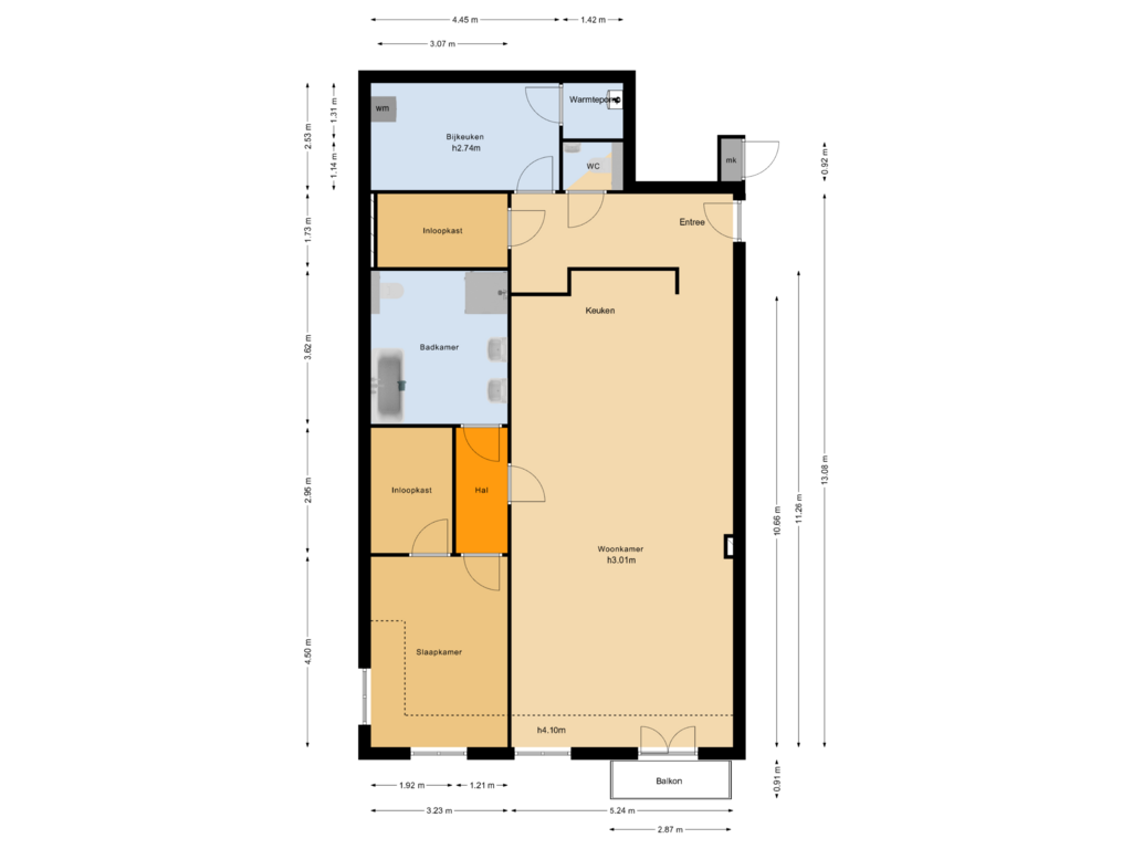 Bekijk plattegrond van Appartement van Burgemeester van Nispenstraat 5-A01