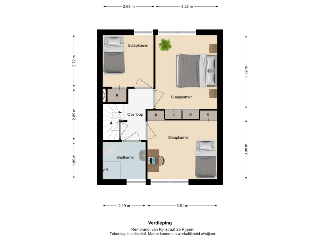 View floorplan of Verdieping of Rembrandt van Rijnstraat 25