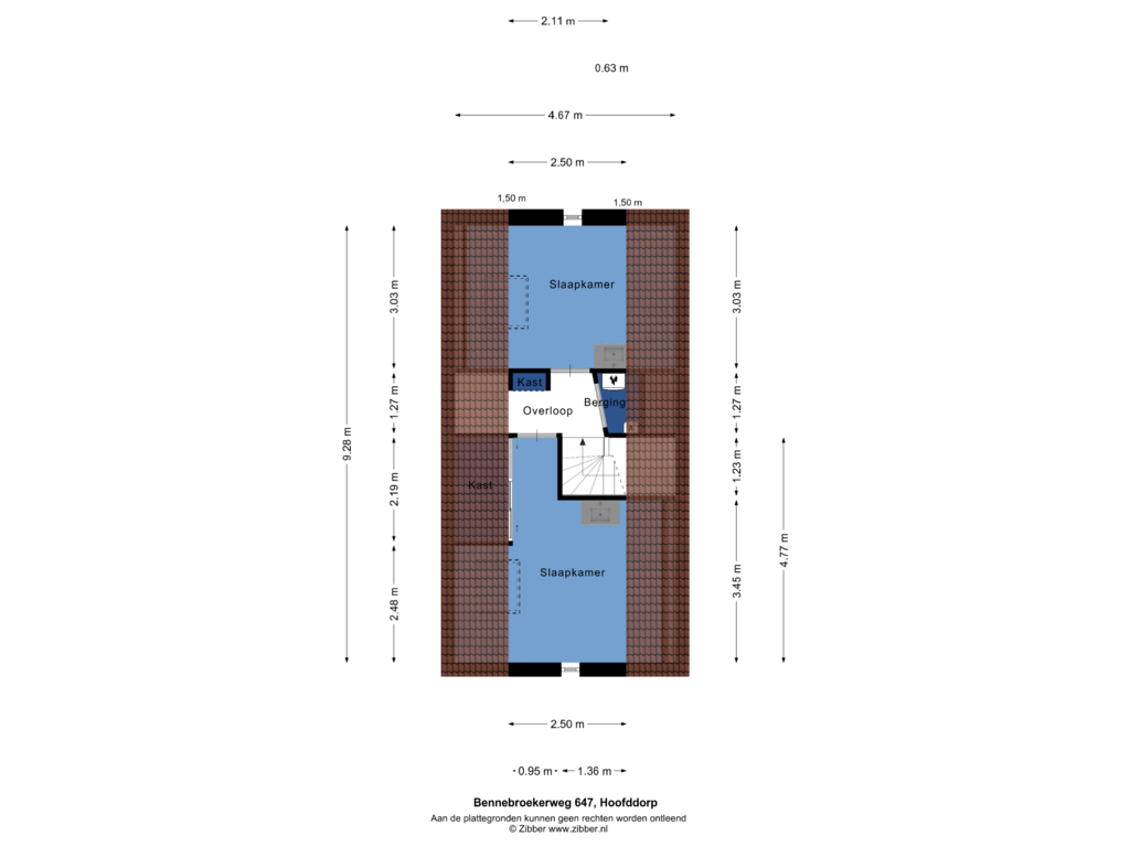 Bekijk plattegrond van Tweede Verdieping van Bennebroekerweg 647