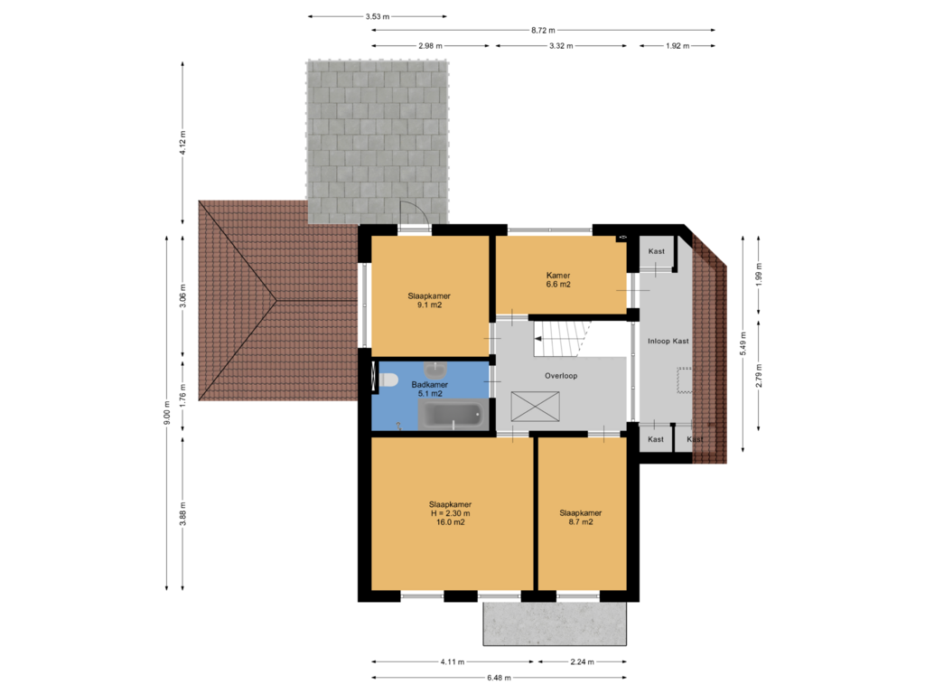 View floorplan of 1e Verdieping of Pannekoekendijk 38