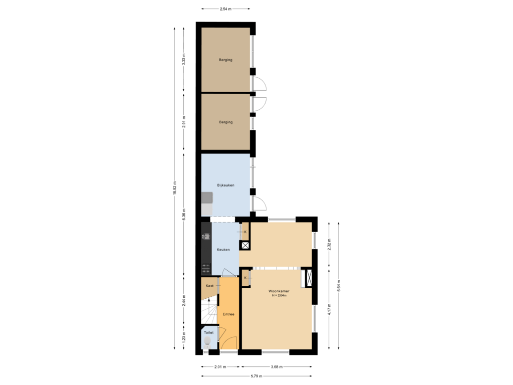 View floorplan of Begane grond of Prinses Marijkelaan 21