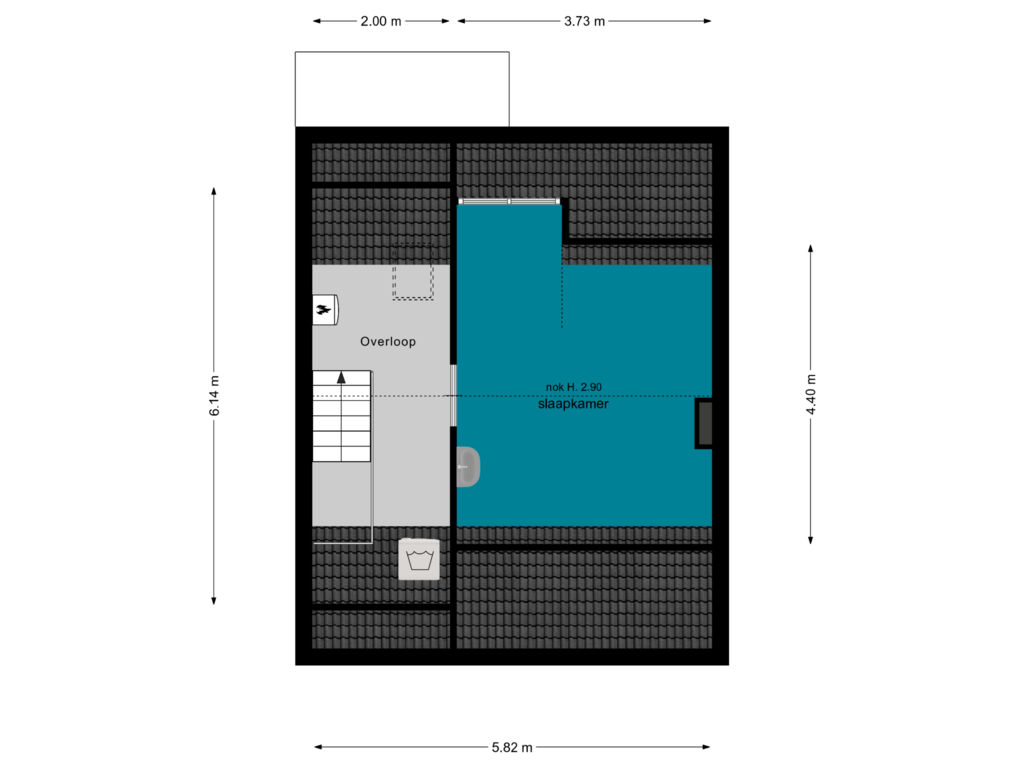 Bekijk plattegrond van 2de verdieping van De Kwartel 11