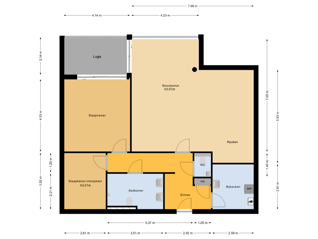 Bekijk plattegrond van Appartement van Burgemeester van Nispenstraat 5-A05