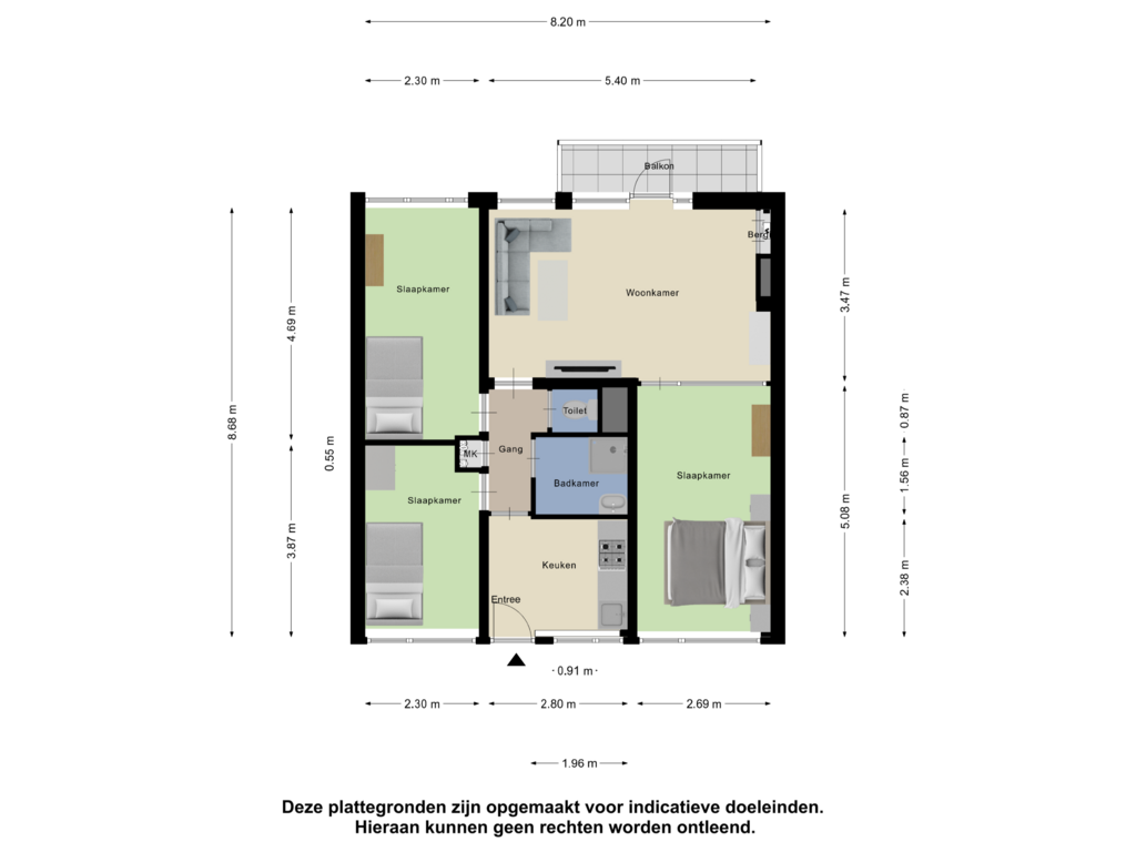 View floorplan of Appartement of Hontenissestraat 78