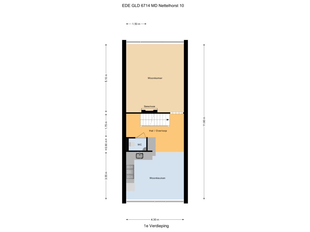 Bekijk plattegrond van 1e Verdieping van Nettelhorst 10