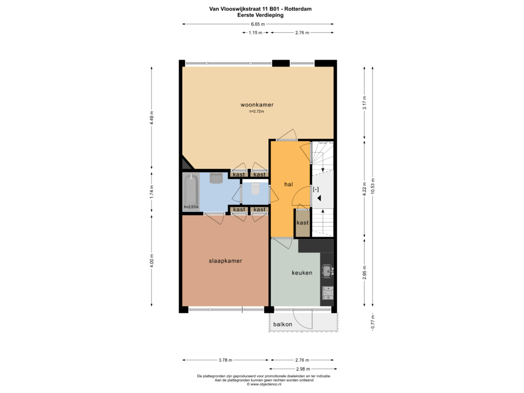 Bekijk plattegrond van EERSTE VERDIEPING van Van Vlooswijkstraat 11-B01