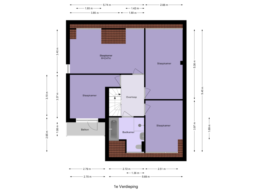 Bekijk plattegrond van 1e Verdieping van Zernikelaan 38