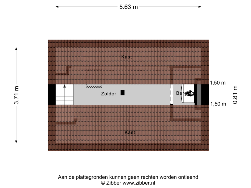 Bekijk plattegrond van Zolder van Wilhelminastraat 2