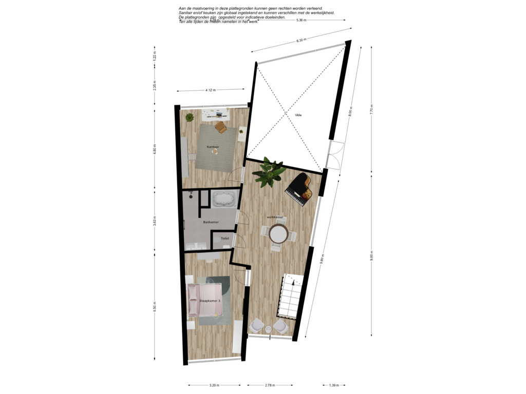 Bekijk plattegrond van 1e verdieping 3D van Roemer Visscherstraat 7