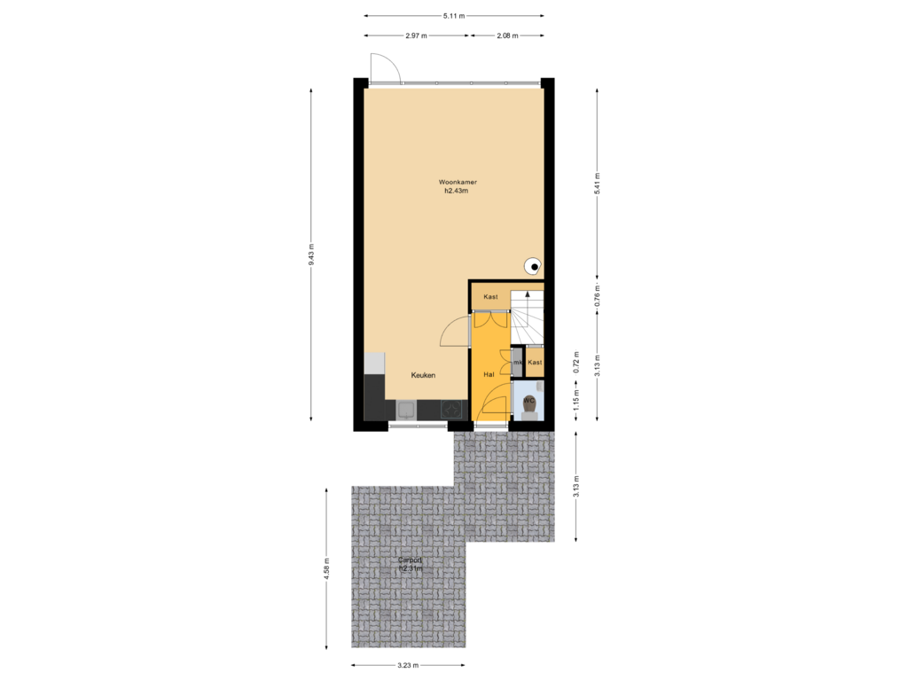 View floorplan of Begane grond of Roodborststraat 13