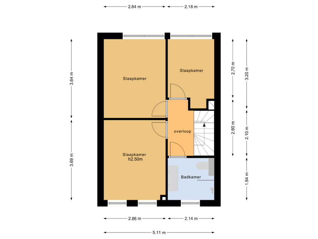 View floorplan of Eerste verdieping of Roodborststraat 13