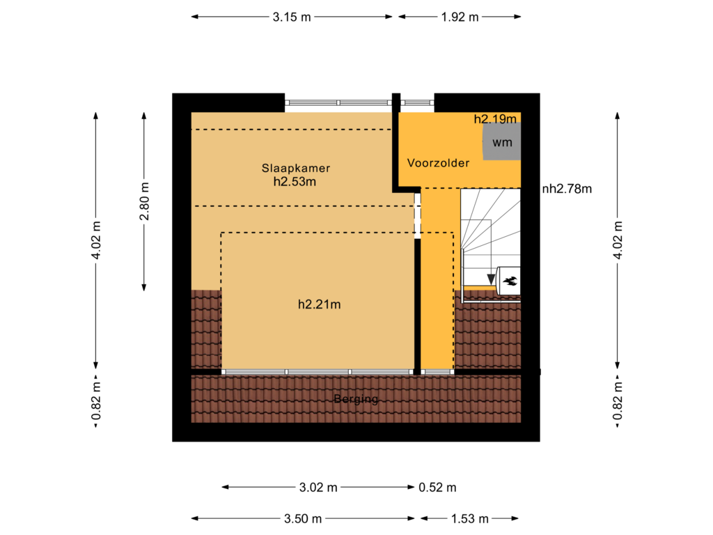 View floorplan of Zolder of Roodborststraat 13