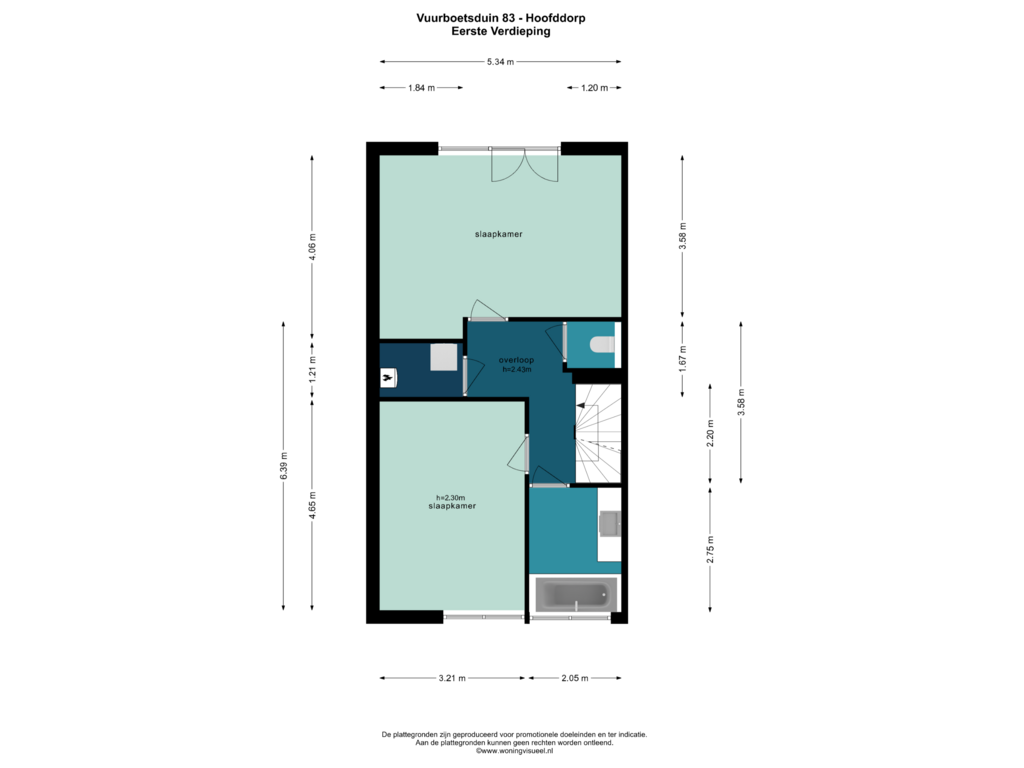 Bekijk plattegrond van EERSTE VERDIEPING van Vuurboetsduin 83