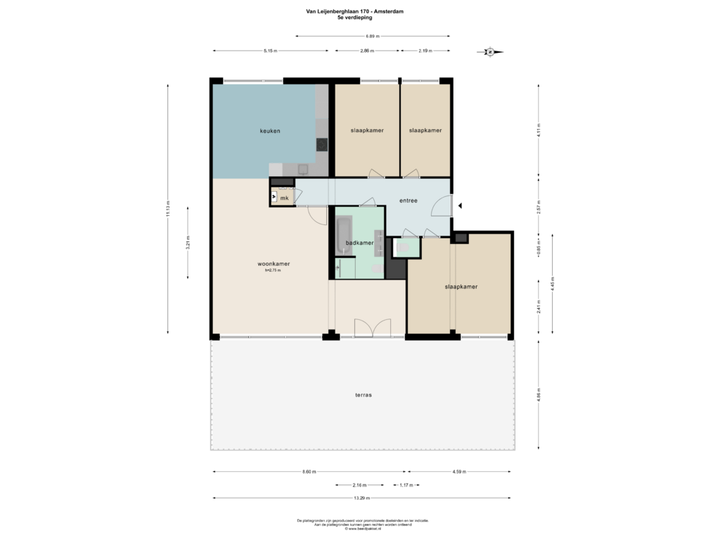 Bekijk plattegrond van 5e verdieping van Van Leijenberghlaan 170