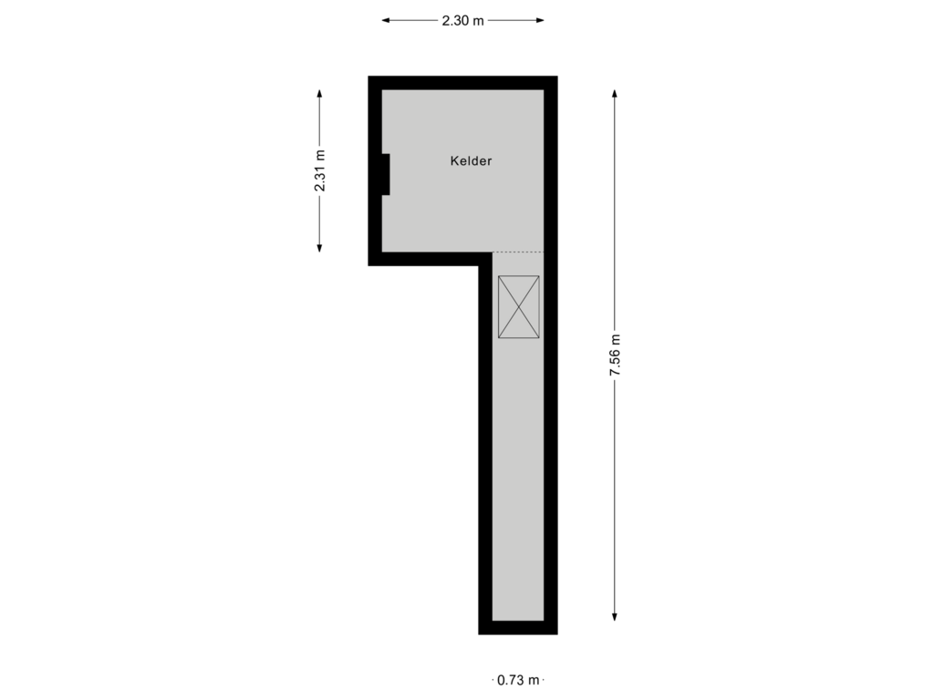 Bekijk plattegrond van Kelder van Wittejufferstraat 15